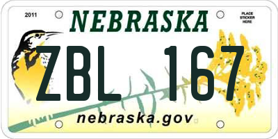 NE license plate ZBL167