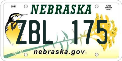 NE license plate ZBL175