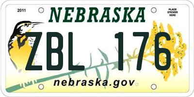 NE license plate ZBL176