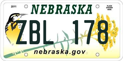 NE license plate ZBL178