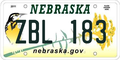 NE license plate ZBL183