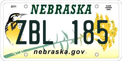 NE license plate ZBL185