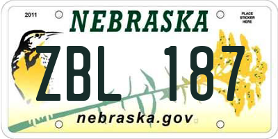 NE license plate ZBL187