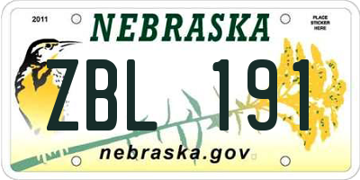 NE license plate ZBL191
