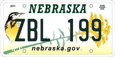 NE license plate ZBL199