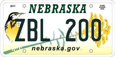 NE license plate ZBL200