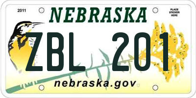 NE license plate ZBL201