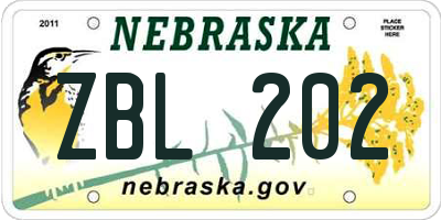 NE license plate ZBL202