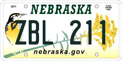 NE license plate ZBL211