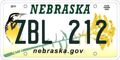 NE license plate ZBL212