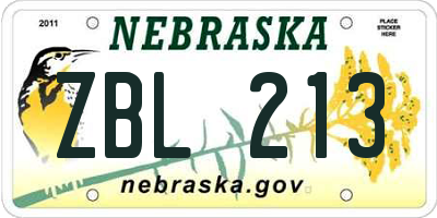 NE license plate ZBL213
