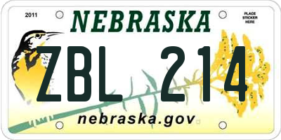 NE license plate ZBL214