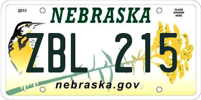 NE license plate ZBL215