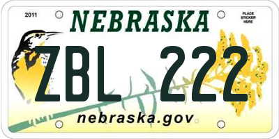 NE license plate ZBL222