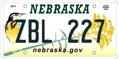 NE license plate ZBL227