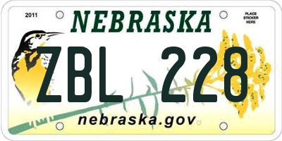 NE license plate ZBL228