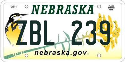 NE license plate ZBL239