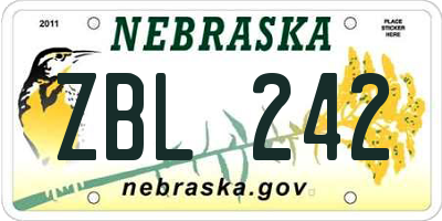 NE license plate ZBL242