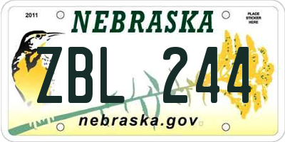 NE license plate ZBL244