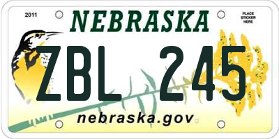 NE license plate ZBL245