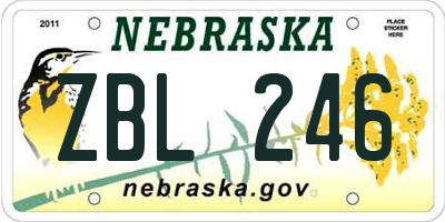 NE license plate ZBL246