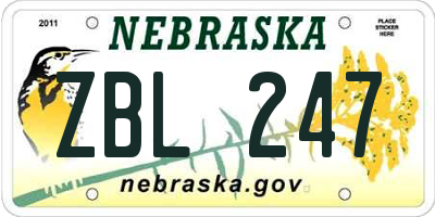 NE license plate ZBL247