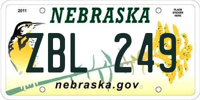 NE license plate ZBL249