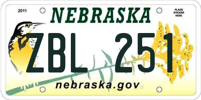 NE license plate ZBL251