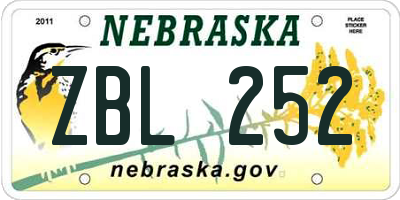 NE license plate ZBL252