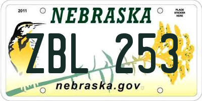 NE license plate ZBL253
