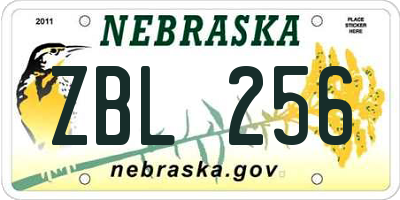NE license plate ZBL256