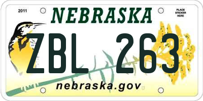 NE license plate ZBL263