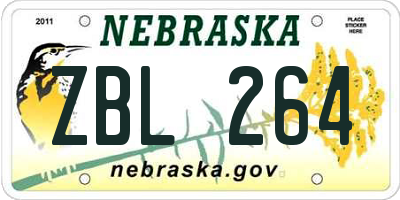 NE license plate ZBL264