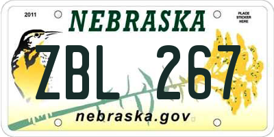 NE license plate ZBL267