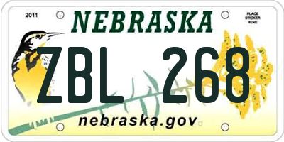 NE license plate ZBL268