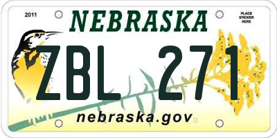 NE license plate ZBL271