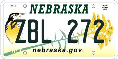 NE license plate ZBL272