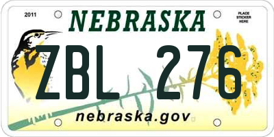 NE license plate ZBL276