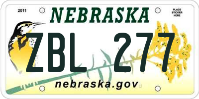 NE license plate ZBL277