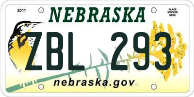 NE license plate ZBL293