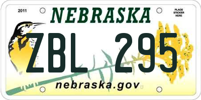 NE license plate ZBL295