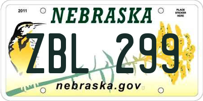 NE license plate ZBL299