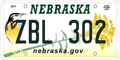 NE license plate ZBL302