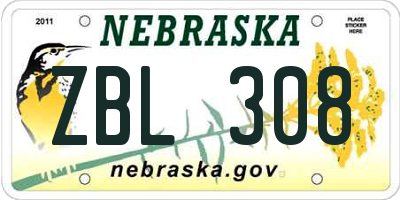 NE license plate ZBL308