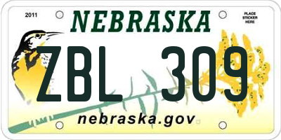 NE license plate ZBL309