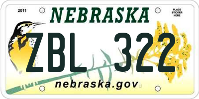 NE license plate ZBL322