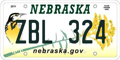 NE license plate ZBL324