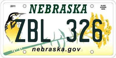 NE license plate ZBL326