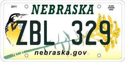 NE license plate ZBL329