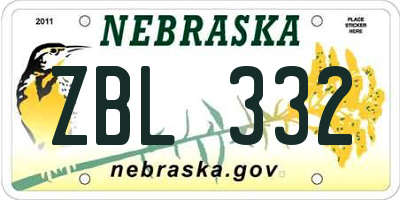 NE license plate ZBL332